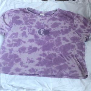 Purple tie die eclipsed crop top